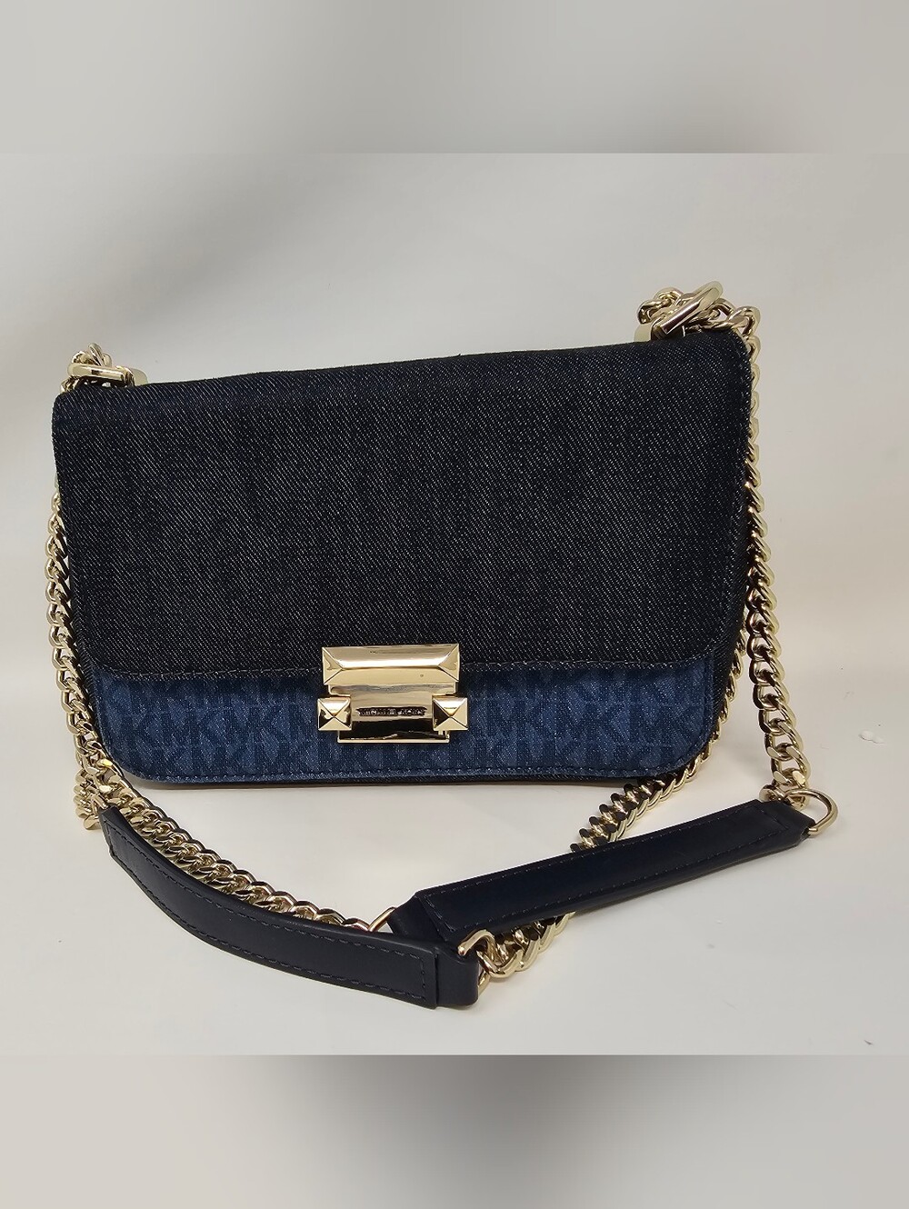 Michael Kors NEW Sloan Signature Denim Chain Small Shoulder Bag
